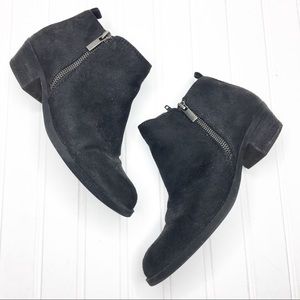 Carlos Santana Low Heel Leather Zippered Booties